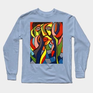 African Traditional Tribal Women Abstract Art Canvas Painting 3 Long Sleeve T-Shirt